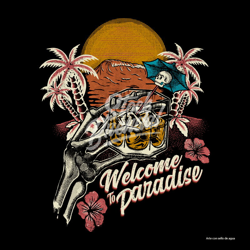 Polera Welcome To Paradise Negra - Imagen 3